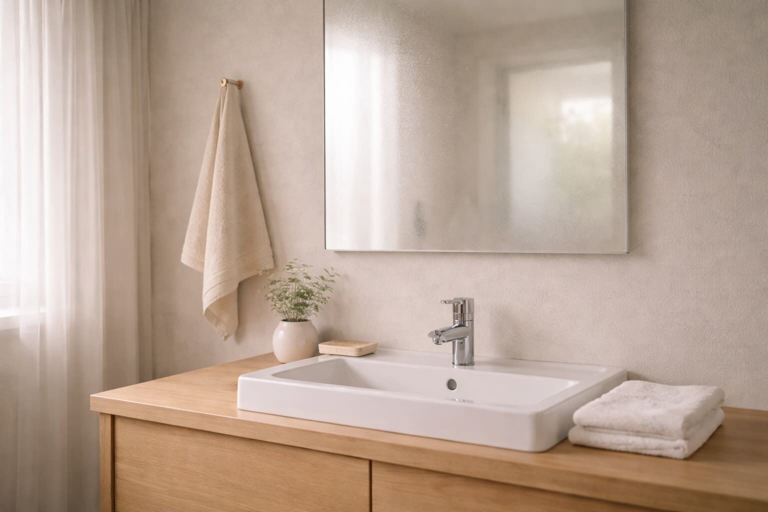 洗顔しているのに、なぜか違和感を感じる40代男性のイメージ